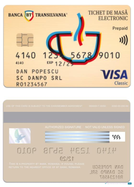 Download Romania BT Bank visa prepaid classic card Photoshop template